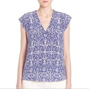 Joie Rubina Ikat Silk V Neck Top Size Small